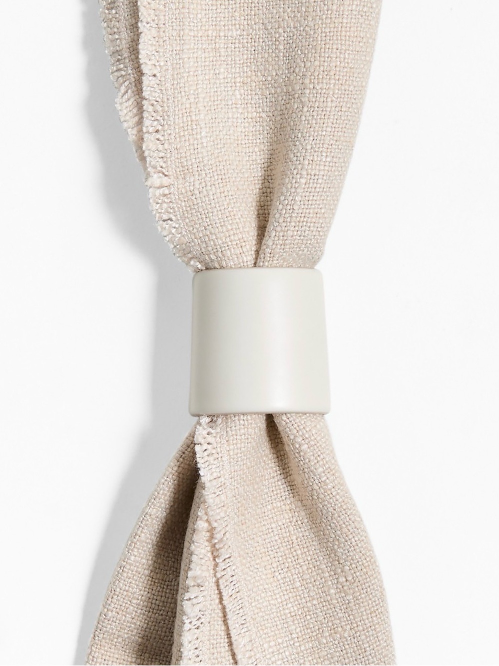 Crate&Barrel Hudson Natural Stoneware Beige Napkin Rings ~ Set of 6